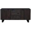 Image de Bois & Chiffons - Buffet 2 portes 3 tiroirs en acacia massif et métal black forest noir - 180x45x80 cm OS