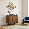 Image de Bois & Chiffons - Petit buffet bois 2P plateau marbre noir Manguier Kfir Naturel - 95x40x80 cm OS
