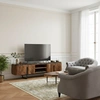 Image de Bois & Chiffons - Grand meuble TV plateau marbre noir Manguier Kfir Naturel - 180x40x45 cm OS