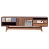 Image de Bois & Chiffons - Meuble tv peau de vache bois sculpté manguier terranova marron - 160x40x50 cm OS