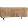 Image de Bois & Chiffons - Buffet bas bois sculpté motif géométrique manguier maglan naturel/noir - 170x45x80 cm OS