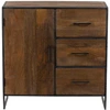 Image de Bois & Chiffons - Buffet 1 porte 3 tiroirs manguier stockholm naturel ciré - 90x40x90 cm OS