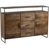 Image de Bois & Chiffons - Buffet 2 portes 3 tiroirs manguier stockholm naturel ciré - 150x40x105 cm OS