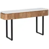 Image de Bois & Chiffons - Console 2 tiroirs plateau marbre blanc Manguier Kfir II OS
