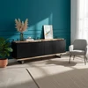 Image de Bois & Chiffons - Buffet 4 portes Acacia Black II noir - 200x42x72 cm OS