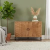 Image de Bois & Chiffons - Bahut 2 portes sculptées Manguier Solaris II beige - 120x42x85 cm OS