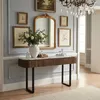 Image de Bois & Chiffons - Console 2 tiroirs plateau marbre Manguier Kfir III marron - 140x40x76 cm OS