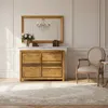 Image de Bois & Chiffons - Bahut 1 porte 3 tiroirs Acacia Tatoo Marron - 117,20x45x85 cm OS