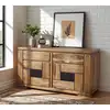 Image de Bois & Chiffons - Petit buffet bois sculpté bicolore 2P 2T Acacia Maya Naturel - 140x45x80 cm OS
