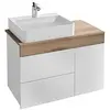Image de Meuble de salle de bains Sully 83 cm avec vasque à poser à gauche, finition Blanc et Chêne Québec