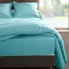 Image de Vent du sud Manoir Housse de Couette Unie en Coton Percale Coton Lagon 200 x 140 cm