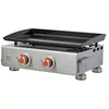 Image de BRASERO - Plancha Alicia II Inox 2 feux - Surface cuisson 52 x 34 cm - 2 brûleurs - Plaque acier émaillée - Piezo intégré - Tiroir graisse - Jusqu'à 8 convives - 5 kW