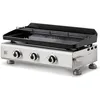 Image de BRASERO - Plancha Silvia IIG Inox 3 feux Brasero - Surface cuisson 67 x 34 cm - 3 brûleurs - Plaque Fonte émaillée fabriquée en France - Grille de réchauffement - Jusqu'à 10 convives - 7,5kW