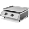 Image de COOKING BOX BY FAVEX   Plancha gaz Cadix Inox   2 brûleurs 6,3 kW   Plaque inox   2 zones de cuisson   Jusqu'à 6 convives   Format compact