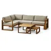 Image de Salon de jardin dangle modulable LEVATA OTTOMAN - Bois dacacia FSC - 6 personnes - Gris de lin + Housse incluse