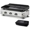 Image de BRASERO - Plancha Silvia II G Inox 3 feux Brasero - Surface cuisson 67 x 34 cm - 3 brûleurs - Plaque fonte - Grille de réchauffement + Housse offerte - Jusqu'à 10 convives - 7,5 kW