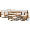 Image de Salon de jardin dangle modulable LEVATA DINING - Bois dacacia FSC - 7 personnes - Blanc cassé + Housse incluse