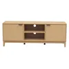 Image de Calicosy   Meuble TV 2 Niches et 2 Portes avec Façades à Effet Vague   Panneaux de Particules   Design Organique   Meuble de Salon   L140 x P40 x H52 cm   Collection Bologne