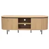 Image de Calicosy   Meuble TV 2 Portes avec Côtés à Effet Rainure   Design Vintage et Organique   Rangement Multimédia   L150 x P40 x H55 cm   Collection Malaga