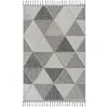 Image de Calicosy   Tapis Rectangulaire Gris à Motifs Triangles et Franges Bukle   160 x 200 cm   100% Polypropylène   Poils 7 mm   Base Coton   1700 g/m²   Style Bohème Géométrique