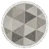 Image de Calicosy   Tapis Rond Gris à Motifs Triangles et Franges Bukle   Ø 80 cm   100% Polypropylène   Poils 7 mm   Base Coton   1700 g/m²   Style Bohème Chic