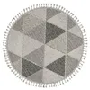 Image de Calicosy   Tapis Rond Gris à Motifs Triangles et Franges Bukle   Ø 120 cm   100% Polypropylène   Poils 7 mm   Base Coton   1700 g/m²   Style Bohème Chic