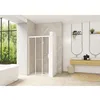 Image de Porte de douche 2 coulissants (à coupler avec paroi fixe) SMART Design 1,40m hauteur 2,05m profilé blanc verre transparent fixe à gauche