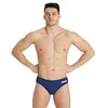 Image de Arena Maillot de Bain Solide Unisexe pour Enfant, Bleu Marine-Blanc, 140 cm