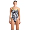Image de Arena Maillot de bain une pièce pour femme Performance Open Your Eyes Lace Back Training, Noir/multicolore / vert doux, 10A