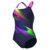 Image de ARENA Diagonals Maillot de bain pour femme avec doublure sur le devant, bleu, 46