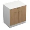Image de Meuble bas de cuisine 2 portes et 1 tiroir avec plan de travail Primalight décor chêne l. 80 cm x H. 87,9 cm