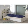 Image de PARISOT Ensemble lit + tête de lit avec rangement - Style contemporain - Décor acacia clair et blanc - CHARLEMAGNE