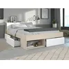 Image de Vente-unique - Lit avec rangements modulable 140 x 190/200 cm - Coloris : Blanc et naturel - DEBAR