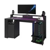 Image de Bureau gaming LED droit - Noir - L 152 x P 615 x H 867 cm - Grande zone de jeu - GAMING