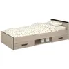 Image de Lit enfant PARISOT Zodiac - 90x200 cm - Panneaux de particules - Décor chêne et noir - Rangement