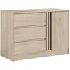 Image de Commode ESCALE - 3 tiroirs - 1 porte - Décor chêne - L 1098 x H 768 x P 50 cm