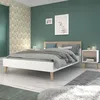 Image de Lit adulte - AALBORG - 160 x 200 cm - Blanc / Chêne - PARISOT