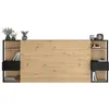 Image de PARISOT Tête de Lit avec étagères + chevets intégrés - Décor chêne et noir - L 255 x P 36 x H 103 cm - WHITE