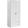 Image de Armoire penderie 2 portes 2 tiroirs blanc l. 80,7 x H. 185 x P. 51,3 cm Daily