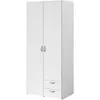 Image de Armoire VARIA - Décor blanc - 2 portes battantes + 2 tiroirs - L 81 cm x H 185 x P 51 cm - PARISOT
