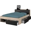 Image de Lit adulte COMBO 140x190/200 cm - Chêne et noir - 3 Tiroirs - PARISOT