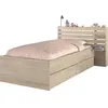 Image de Lit enfant ESCALE 90x190/200 cm - Décor chêne - Tête de lit + 2 tiroirs - L1215 x H886 x P2168 cm
