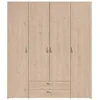 Image de Armoire chambre VARIA - Panneaux de particules - Décor chene et blanc - 4 portes + 2 tiroirs - L 159,9 cm x P 51,3 cm x H 185 c
