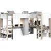 Image de Lit double mezzanine combiné enfant ALEXANDRA avec 2 bureaux et rangements - 2x90x200 cm - Blanc/Chêne - Sommiers inclus - PARISOT