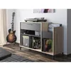 Image de Meuble rangement vinyle - GAMI - Platine - Style urbain - Décor chêne - Noir - L 115 x P 40 x H 81 cm