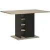 Image de Table à manger rectangulaire avec rangement 1 porte - Décor chêne et noir - OXFORD - L 120 x P 80 x H 75 cm