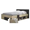 Image de DIAGONE Lit adulte avec tiroirs de rangement - Chataignier et noir - 140 x 190 - SWIVEL