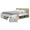Image de DIAGONE Lit adulte avec tiroirs de rangement - Chêne et blanc - 140 x 190 - SWIVEL