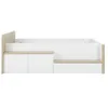 Image de Calicosy Lit Compact Bas 90x200 cm - MATIS - Décor Blanc et Chataîgnier - en Panneaux de Particules - Style Naturel - pour Chambre - L208 x H80 x P125 cm