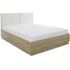 Image de Lit coffre tete textile - TIDY - 160 x 200 cm - Chene / Ecru - Sommier inclus - GAMI